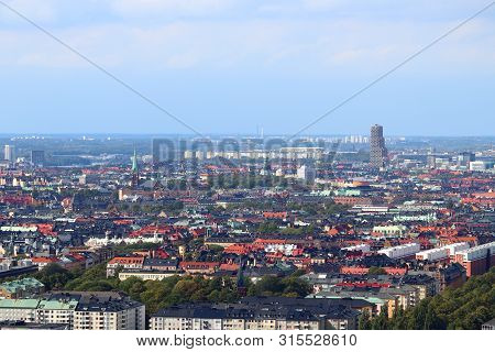 Stockholm City Skyline In Sweden. Aerial View Of Ostermalm District.