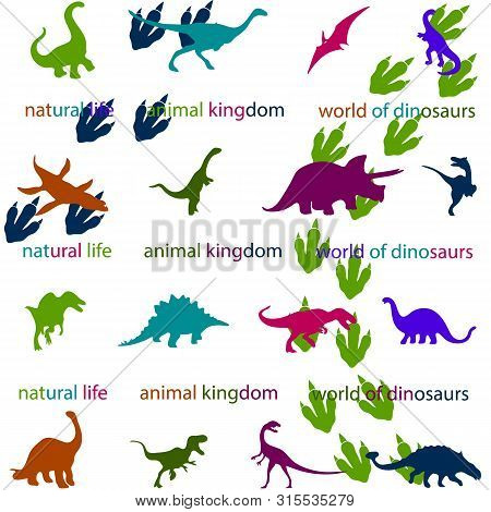 Pattern With Dinosaurs Illustration Tyrannosaurus Vector Silhouette Cartoon Design