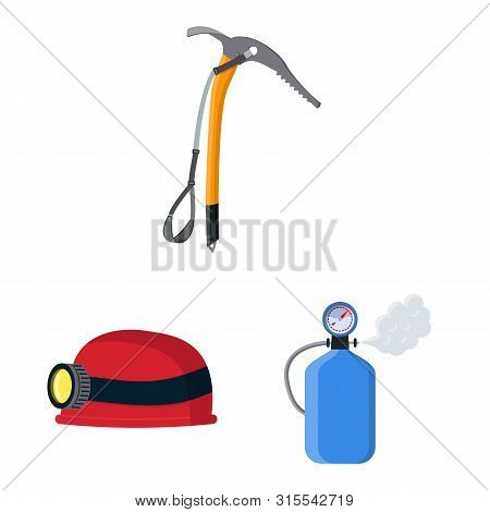 Vector Illustration Of Mountaineering And Peak Logo. Set Of Mountaineering And Camp Vector Icon For 