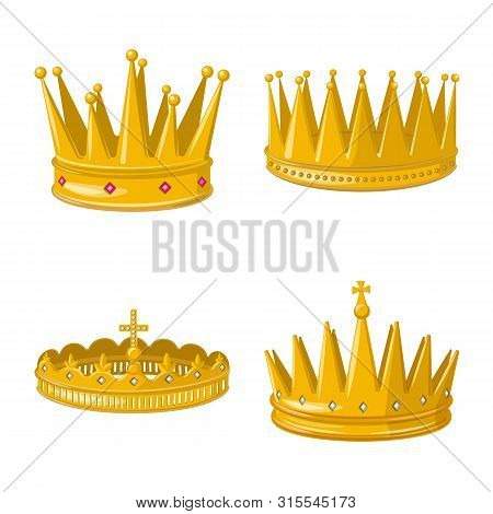 Vector Illustration Of Monarchy And Gold Icon. Set Of Monarchy And Heraldic Vector Icon For Stock.