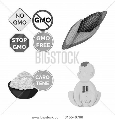 Vector Illustration Of Transgenic And Organic Logo. Set Of Transgenic And Synthetic Stock Symbol For