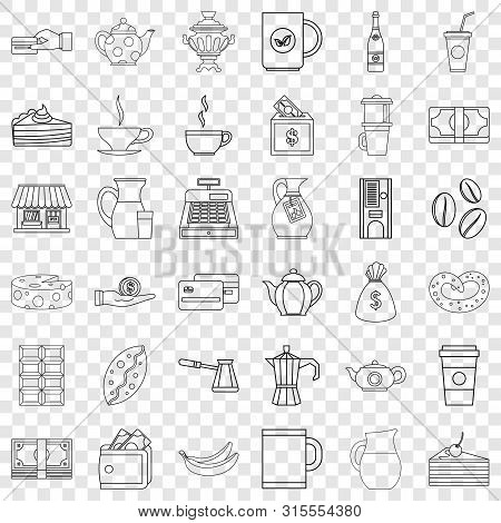 Bean Icons Set. Outline Style Of 36 Bean Icons For Web For Any Design
