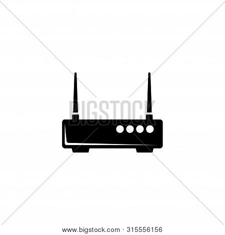 Wifi Router, Network Modem. Flat Vector Icon Illustration. Simple Black Symbol On White Background. 