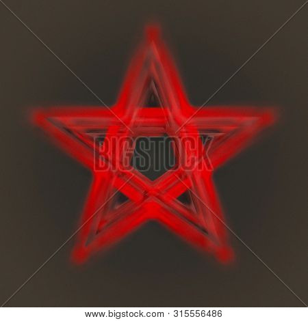 Reversed Pentagram Symbol. Wiccan Symbols Of Sulfur. Blood Red Runic Spell Circle. Satanic Sign, Mag