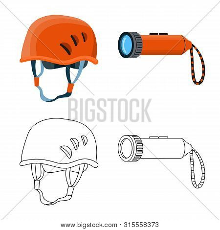Isolated Object Of Mountaineering And Peak Icon. Set Of Mountaineering And Camp Vector Icon For Stoc