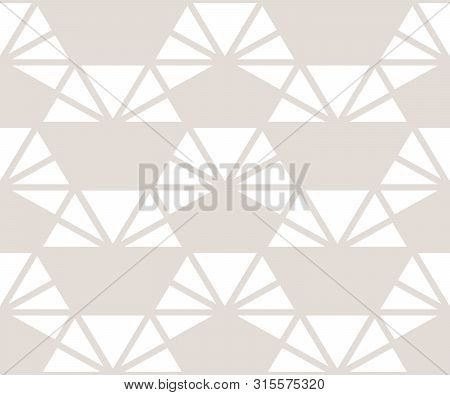 Triangle Seamless Pattern. Subtle Vector Geometric Texture. Delicate White And Beige Minimalist Grap