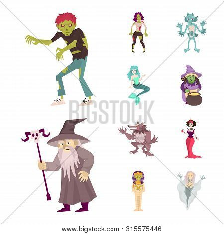Vector Illustration Of Evil And Halloween Icon. Collection Of Evil And Phantom Stock Symbol For Web.
