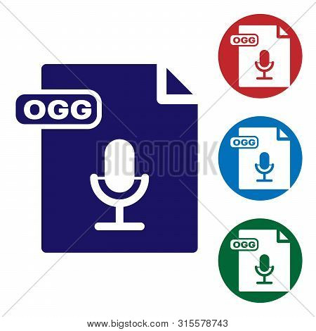 Blue Ogg File Document. Download Ogg Button Icon Isolated On White Background. Ogg File Symbol. Set 