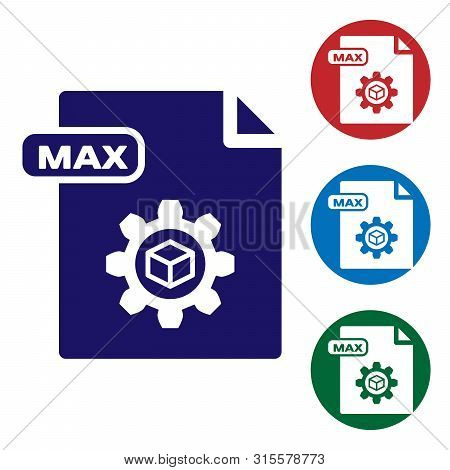 Blue Max File Document. Download Max Button Icon Isolated On White Background. Max File Symbol. Set 