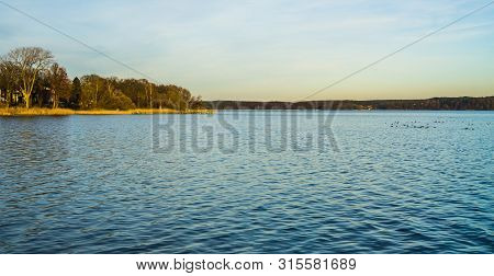 Idyllic Landscape With Lake Plauer See Winter Season