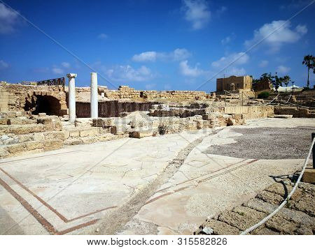 Ruins Of Ancient Cesarea City  Built By Herod, Israel