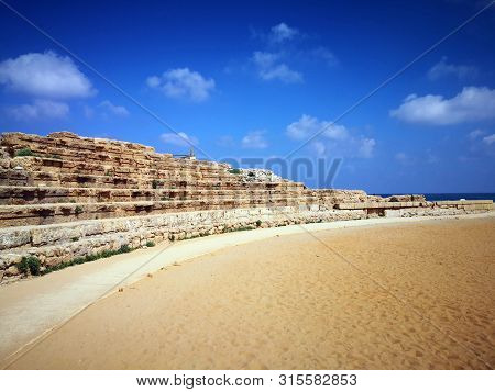 Ruins Of Ancient Cesarea City  Built By Herod, Israel