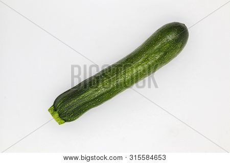 Zucchini Isolated. Fresh Courgette Vegetable On White Background. Green Organic Marrow Squash. Veget