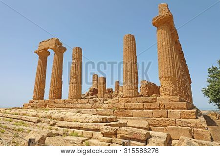 Temple Of Juno (hera) In The Valley Of The Temples, Agrigento, Sicily, Italy