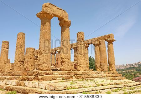 Temple Of Juno (hera) In The Valley Of The Temples, Agrigento, Sicily, Italy