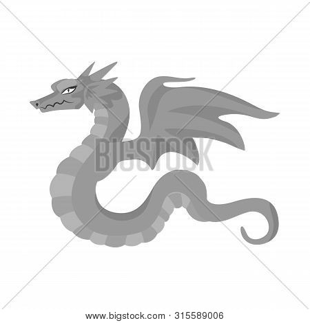 Isolated Object Of Dragon And Tail Logo. Set Of Dragon And Beast Vector Icon For Stock.