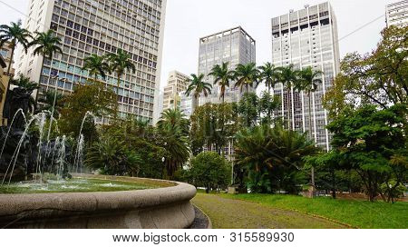 São Paulo Downtown Cityscape From Ramos De Azevedo Square, Brazil