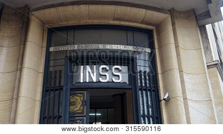 Sao Paulo, Brazil - May 16, 2019: Facade Of National Institute Of Social Security Know As Inss