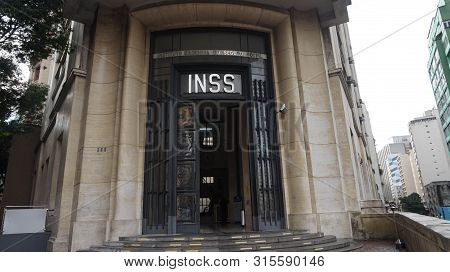 Sao Paulo, Brazil - May 16, 2019: Facade Of National Institute Of Social Security Know As Inss