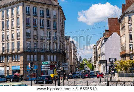 Nantes, France - May 12, 2019: Cityscape And Boulevard De Launay In The Background, West Of The City