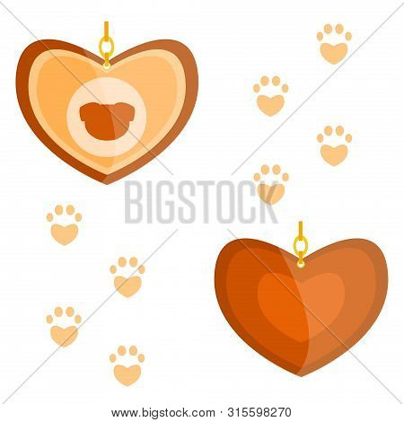 Luxury Retro Vintage Stylized Pet Vet Cat Animal Dog Brown Wood Gold Beige Amulet Medalion Heart Loc