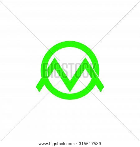 Letter Om Mountain Sun Geometric Line Logo Vector