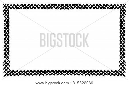 Scribble Hatching Criss Cross Along The Rim Frame Rectangle. Hand Drawn Symbols. Sketches Shaded And