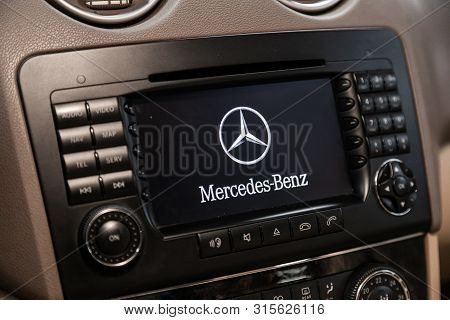 Novosibirsk, Russia - July 12, 2019:  Mercedes-benz M-class Ml63 Amg,  Car Control Panel Of Audio Pl
