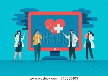 People Consultation To The Doctor. Online Diagnosis. Online Hospital Health Care Concept, Medical Te