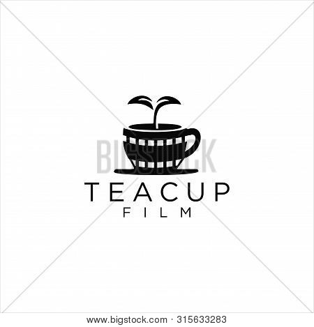 The Teacup Film Logo Vector Stock / Tea Cups With Leaves Grow The Logo For Film Media