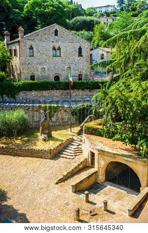 Arka Petrarka, Italy - July, 11, 2019: dwelling houses in Arka Petrarka, Italy