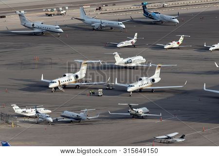Las Vegas, Nevada, Usa - May 5, 2013: Overview Of The Private Jet Ramp At Mccarran International Air