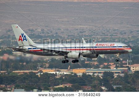 Las Vegas, Nevada, Usa - May 5, 2013: American Airlines Boeing 757 Commercial Airliner Aircraft On A