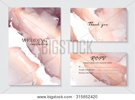 Marble Wedding Cover Background Vector Set. Marble Tender With Texture. Modern Design Background For