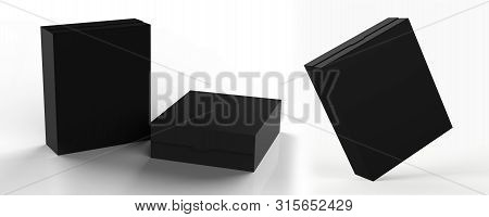 Realistic Blank Cardboard Packaging Boxes Mock Up Isolated On White Background. Can Be Use For Medic