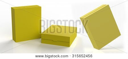 Realistic Blank Cardboard Packaging Boxes Mock Up Isolated On White Background. Can Be Use For Medic