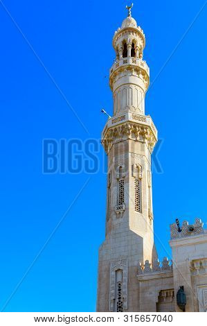 Minaret Of Central Mosque In El Dahar District Of Hurghada City, Egypt