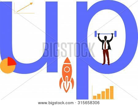 Growth Vector Diagram With Red Arrow Going Up. Vector Icon Isolated On White Background. Success Bus