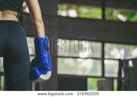 Muay Thai Woman And Healthy Concept.boxing Women Prepare To Trianing Session And Kickboxing,workout 