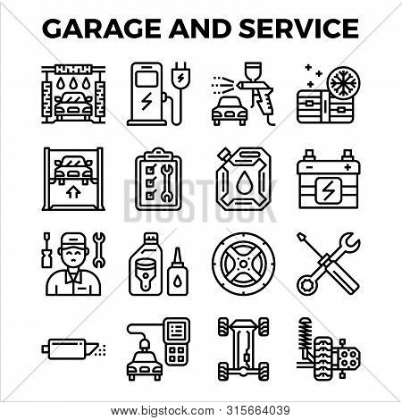 Automotive Garage And Service Outline Icon Collection. Pixel Perfect Alignment Icon. Vector Illustra