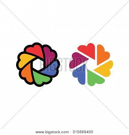 Love Camera Vector. Photo Studio Logo. Shutter Lens Icon. Photography Brand. Photographer Identity.