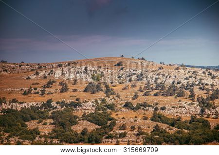 Ai-petri Mountain In The Fog. High Mountain. Crimea. Russian Mountains. Low Clouds. Beautiful Mounta