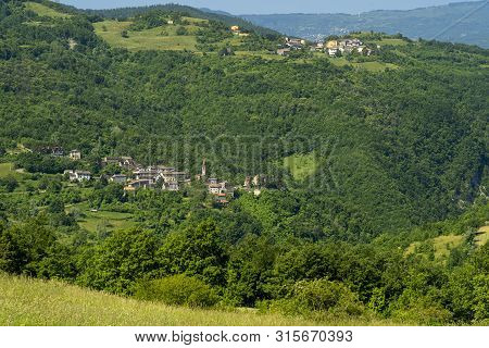 Springtime Landscape Along The Road From Bettola To Prato Barbieri, Piacenza, Emilia-romagna, Italy