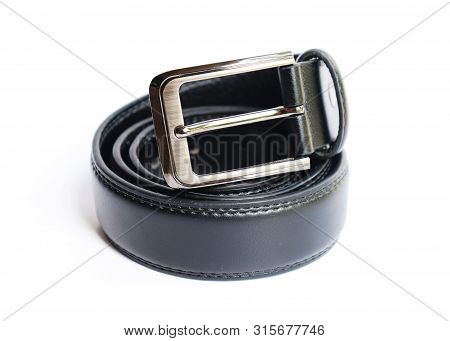 Leather Belt On Isolated White Background