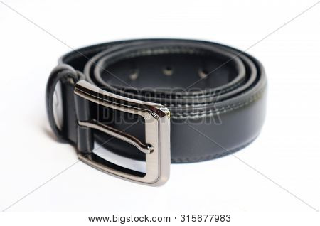 Leather Belt On Isolated White Background