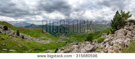 View Of Tena Valley In The Pyrenees, Huesca, In Spain