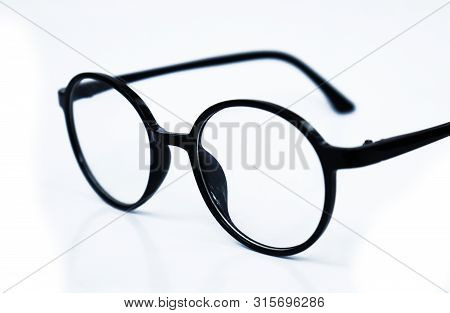 Stylish Black Frame Glasses Isolated On White Background