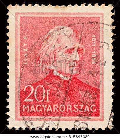 Israel - February 12, 2018: A Stamp Printed In Hungary Shows Ferenc (franz) Liszt (1811-1886) Compos