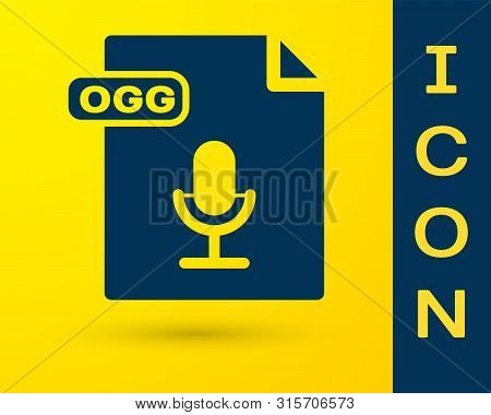 Blue Ogg File Document. Download Ogg Button Icon Isolated On Yellow Background. Ogg File Symbol. Vec