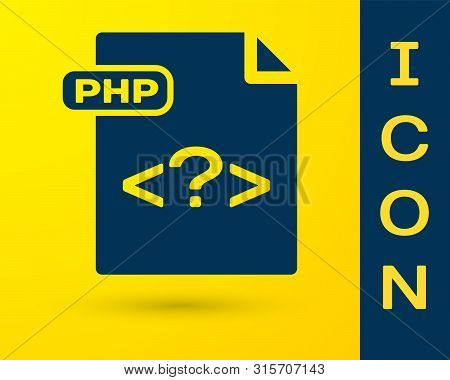 Blue Php File Document. Download Php Button Icon Isolated On Yellow Background. Php File Symbol. Vec